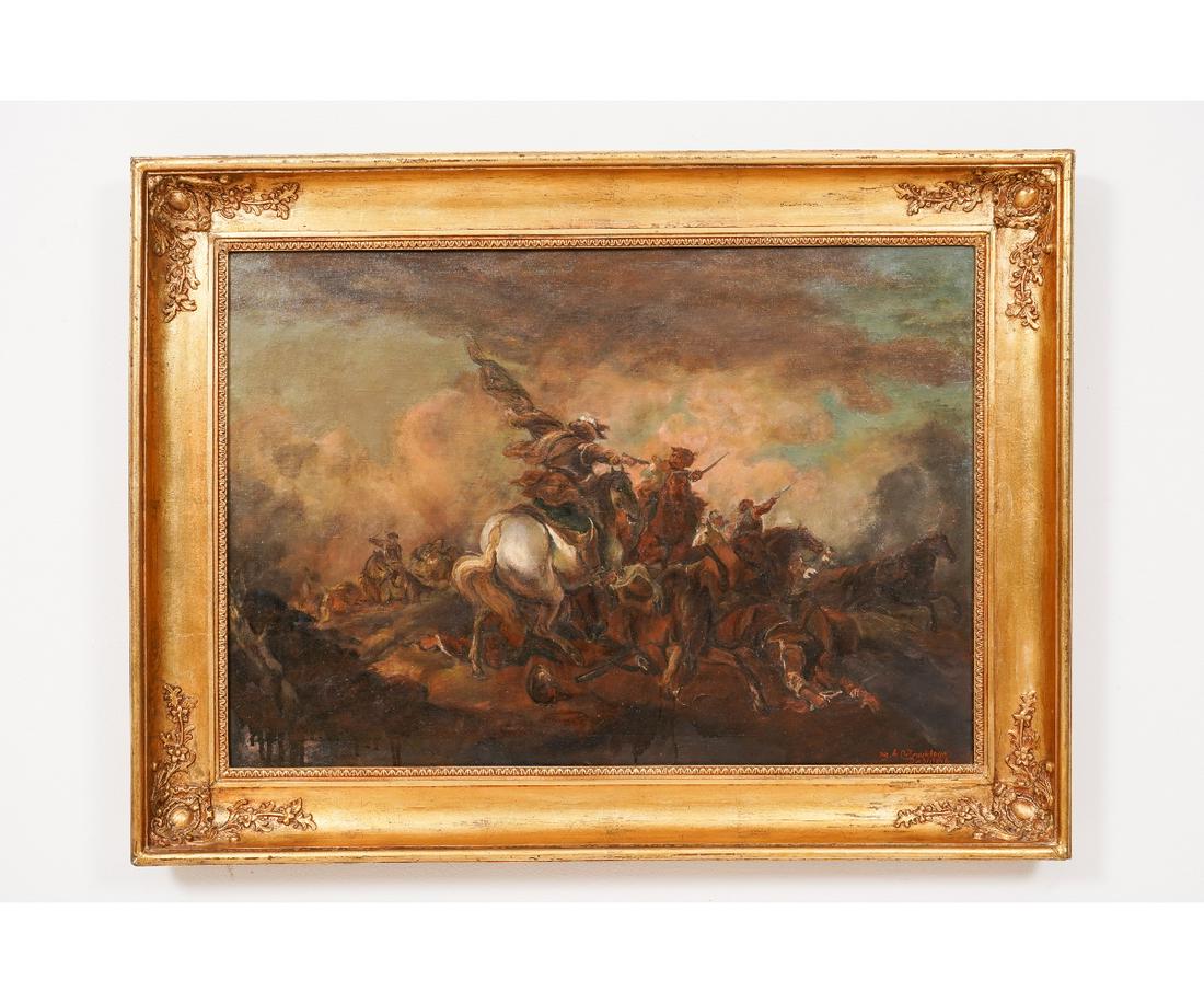 OIL ON CANVAS BATTLE SCENE (1 of 4)