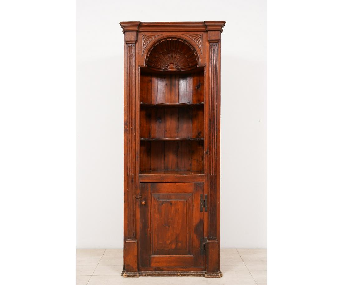 NEW ENGLAND BARREL BACK CORNER CUPBOARD (1 of 5)