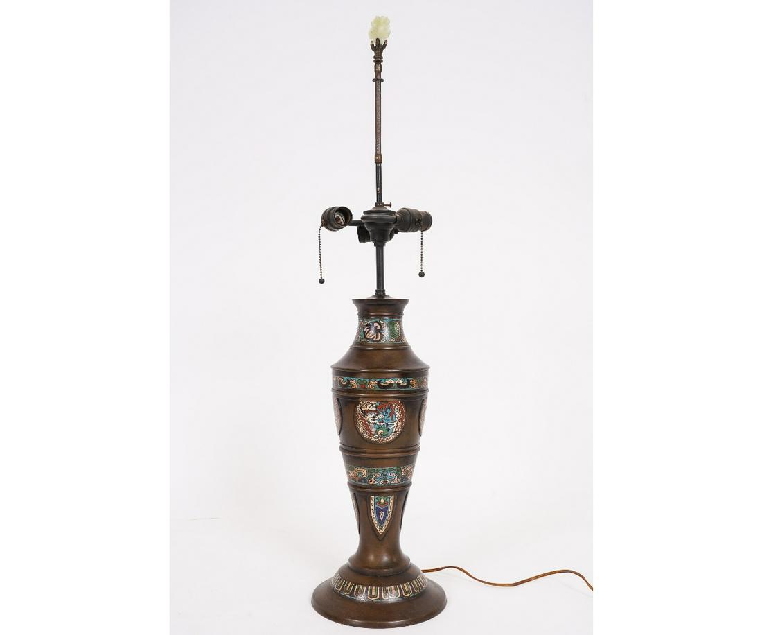 BRONZE CHAMPLEVE LAMP (1 of 5)