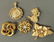 470: Four ladies 14k yg pins and a 14k yg watch pendan