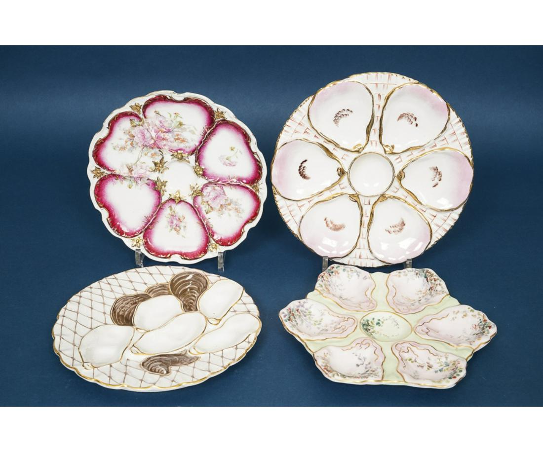 CARL TIELSCH OYSTER PLATE etc.: Carl Tielsch oyster plate; together with a Victoria Karlsbad example and two other plates. Largest: 9.25"dia