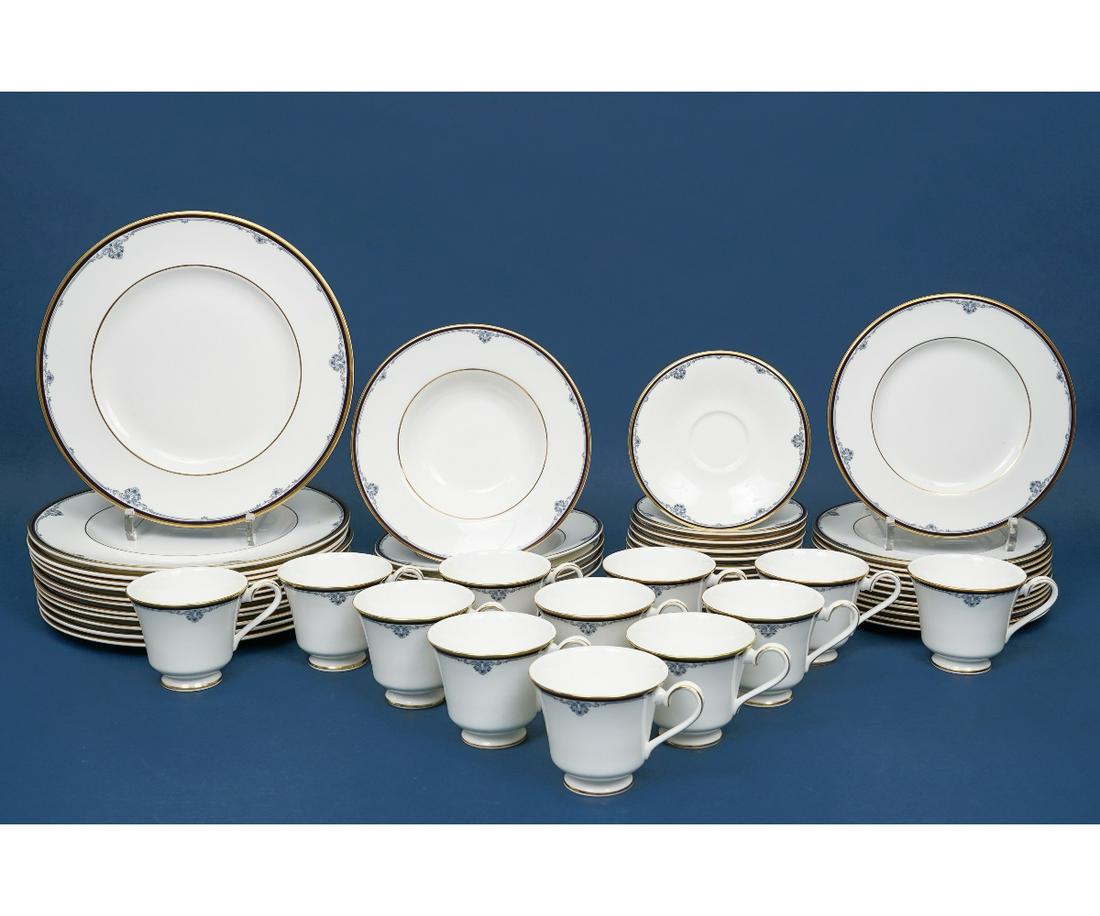 ROYAL DOULTON CHINA SERVICE: Royal Doulton china service in the "Princeton" pattern to include 12 dinner plates, 10.5"dia; 12 luncheon plates; 5 bowls; 12 cups and saucers and one creamer.