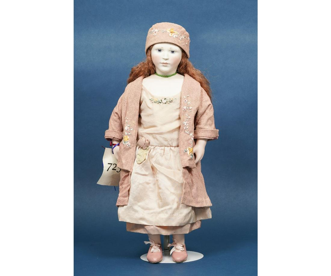 LYNNE & MICHAEL ROCHE "GABRIELLE": "Gabrielle Silk Ribbon Embroidery" artist doll by Lynne & Michael Roche, limited edition #7/50 and dated 1996, porcelain arms, legs, head, breast plate and soft jersey body. 22"h