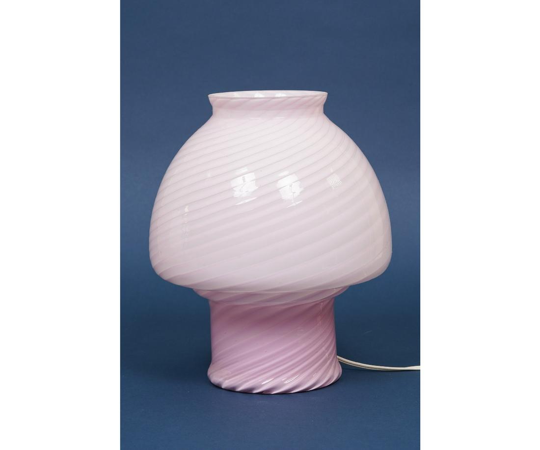 MURANO VETRI SWIRL LAMP: Murano Vetri pink swirl mushroom lamp. 14.5"h x 11" dia