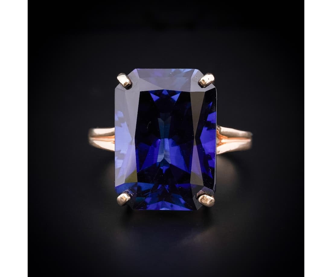 14K GOLD BLUE STONE COCKTAIL RING (1 of 6)
