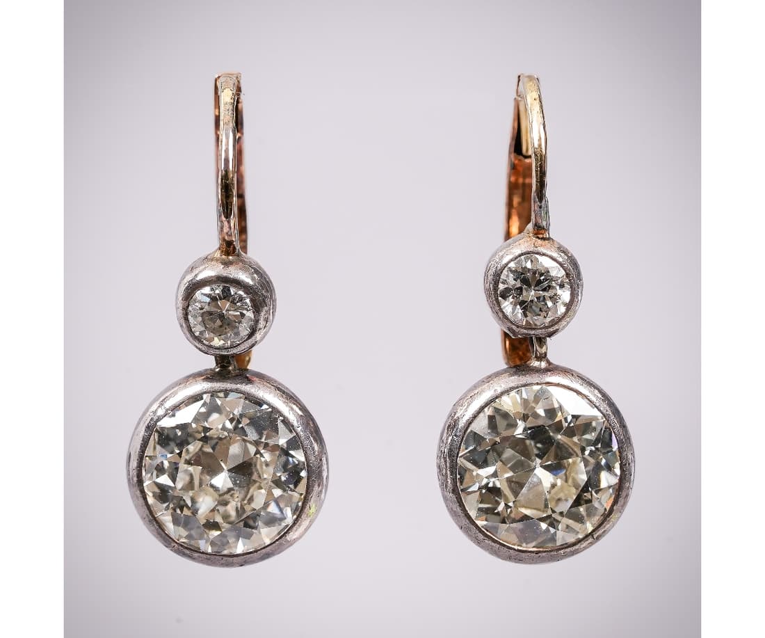 ANTIQUE SILVER TOP DIAMOND EARRINGS (1 of 8)