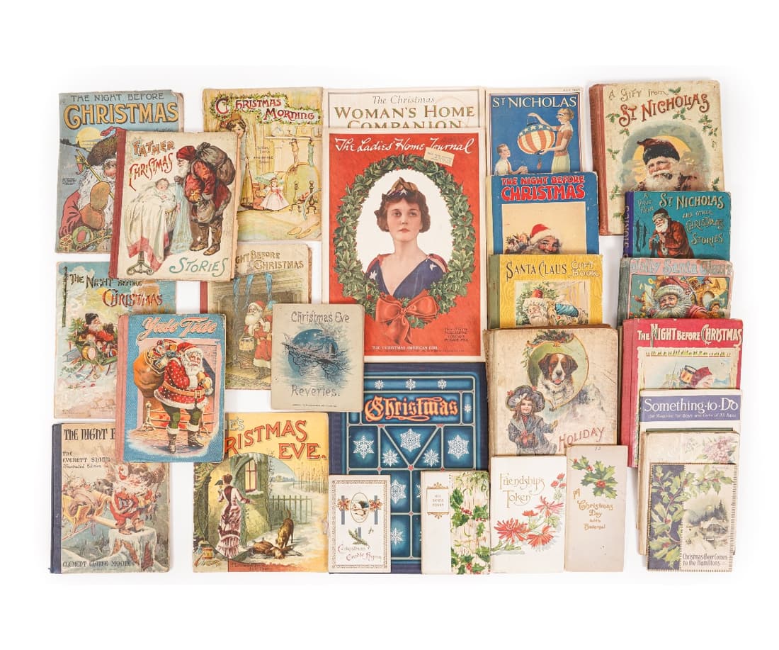 VINTAGE CHRISTMAS BOOKS: Collection of vintage Christmas books early to mid 20th c. to include "The Night Before Christmas", "Christmas Morning" etc., some by Mc Loughlin Bros.; Everett Shinn, Ladies Home Journal and others.