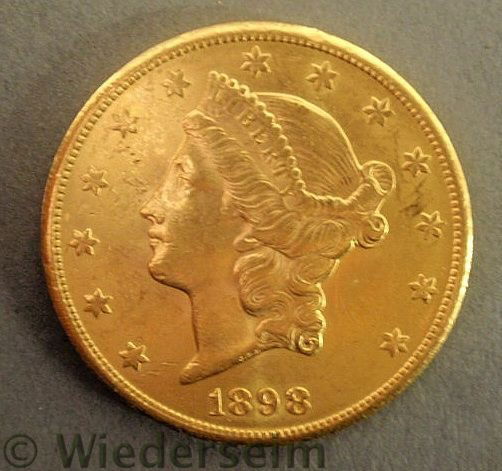 1898-S Double Eagle twenty-dollar gold Piece, BU.: 1898-S Double Eagle twenty-dollar gold Piece, BU.