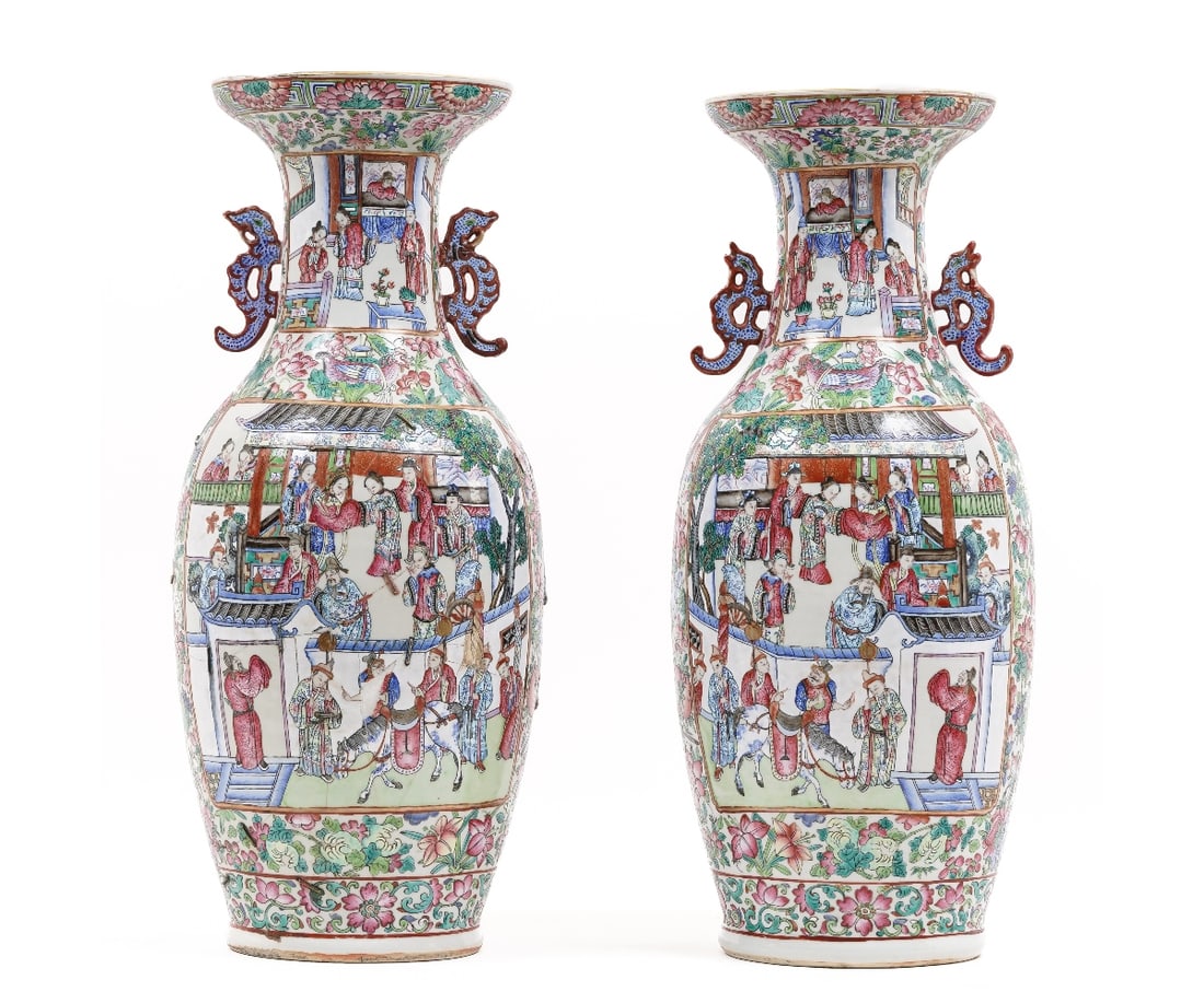 PAIR CHINESE PROCELAIN VASES (1 of 14)