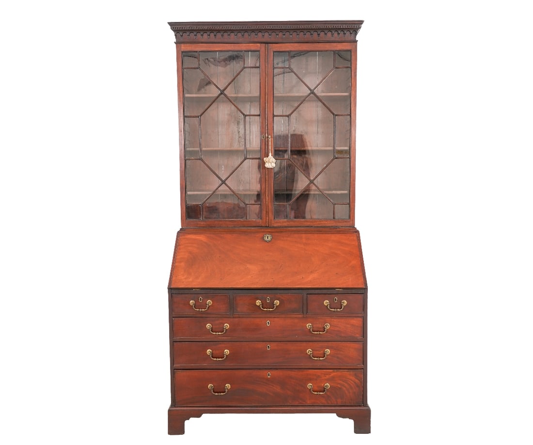 GEORGIAN MAHOGANY SECRETARY BOOKCASE (1 of 9)