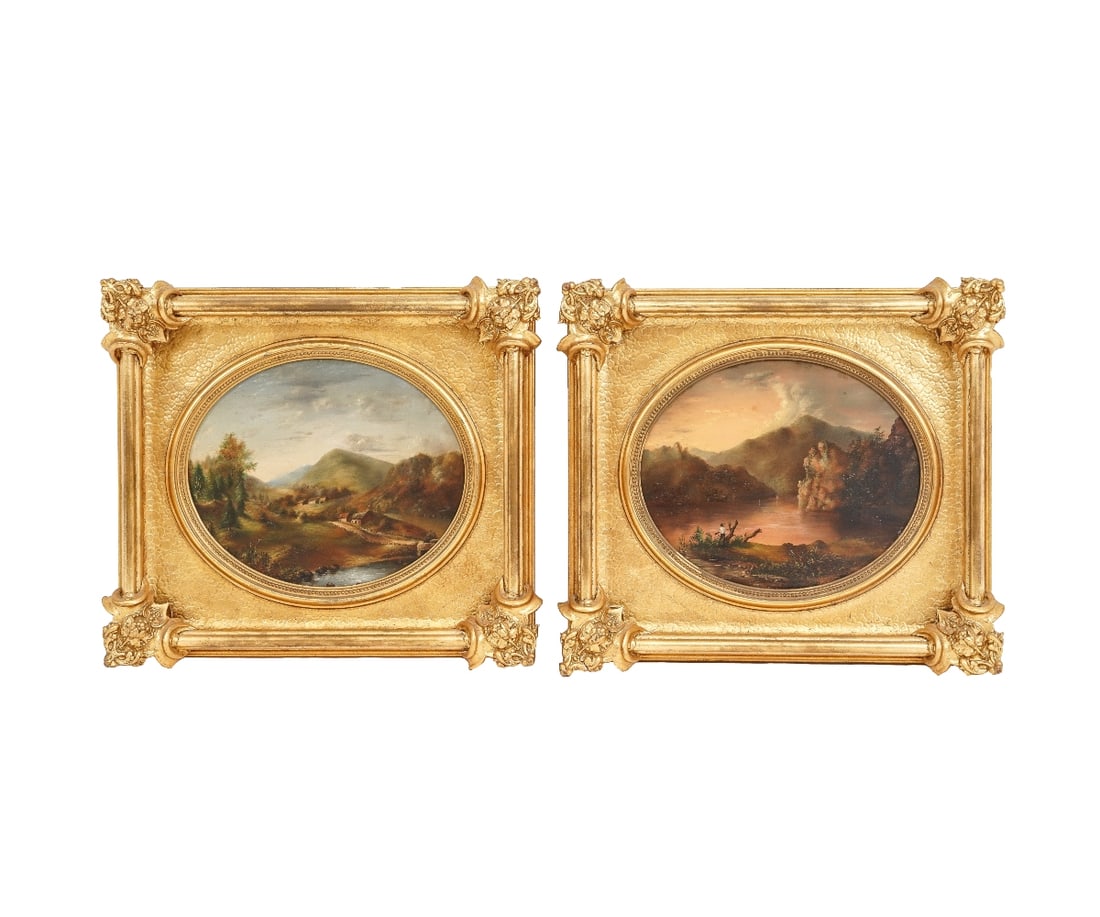 PAIR VICTORIAN OVAL LANDSCAPES (1 of 6)