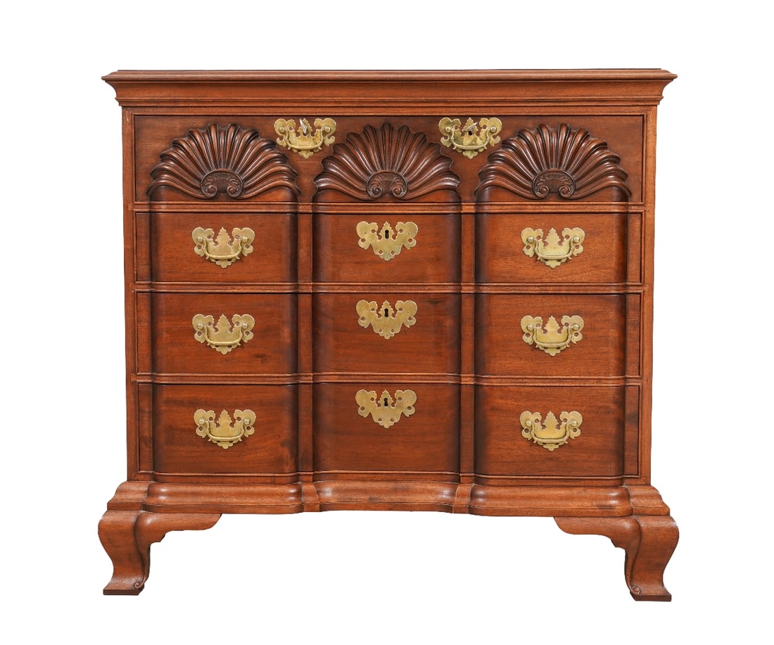 CHIPPENDALE STYLE BLOCK FRONT CHEST (1 of 9)