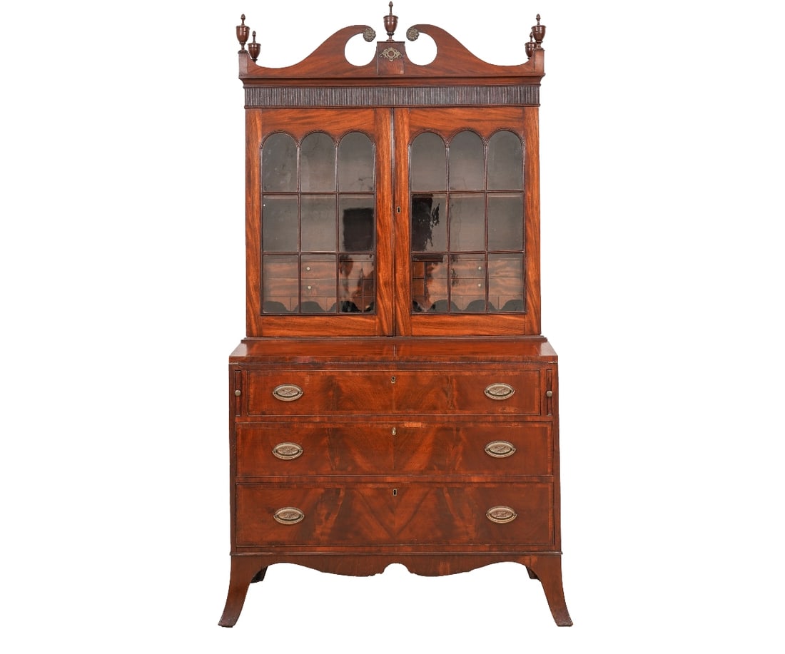 NEW ENGLAND HEPPLEWHITE SECRETARY BOOKCASE (1 of 6)