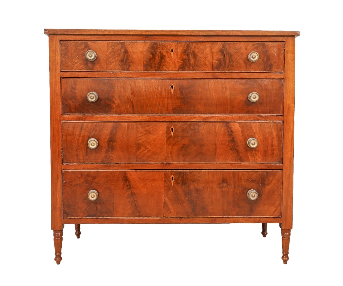 SHERATON WALNUT CHEST OF DRAWERS (1 of 6)