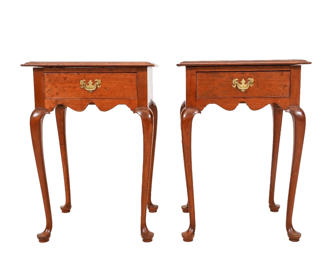 PAIR QUEEN ANNE STYLE TABLES (1 of 7)
