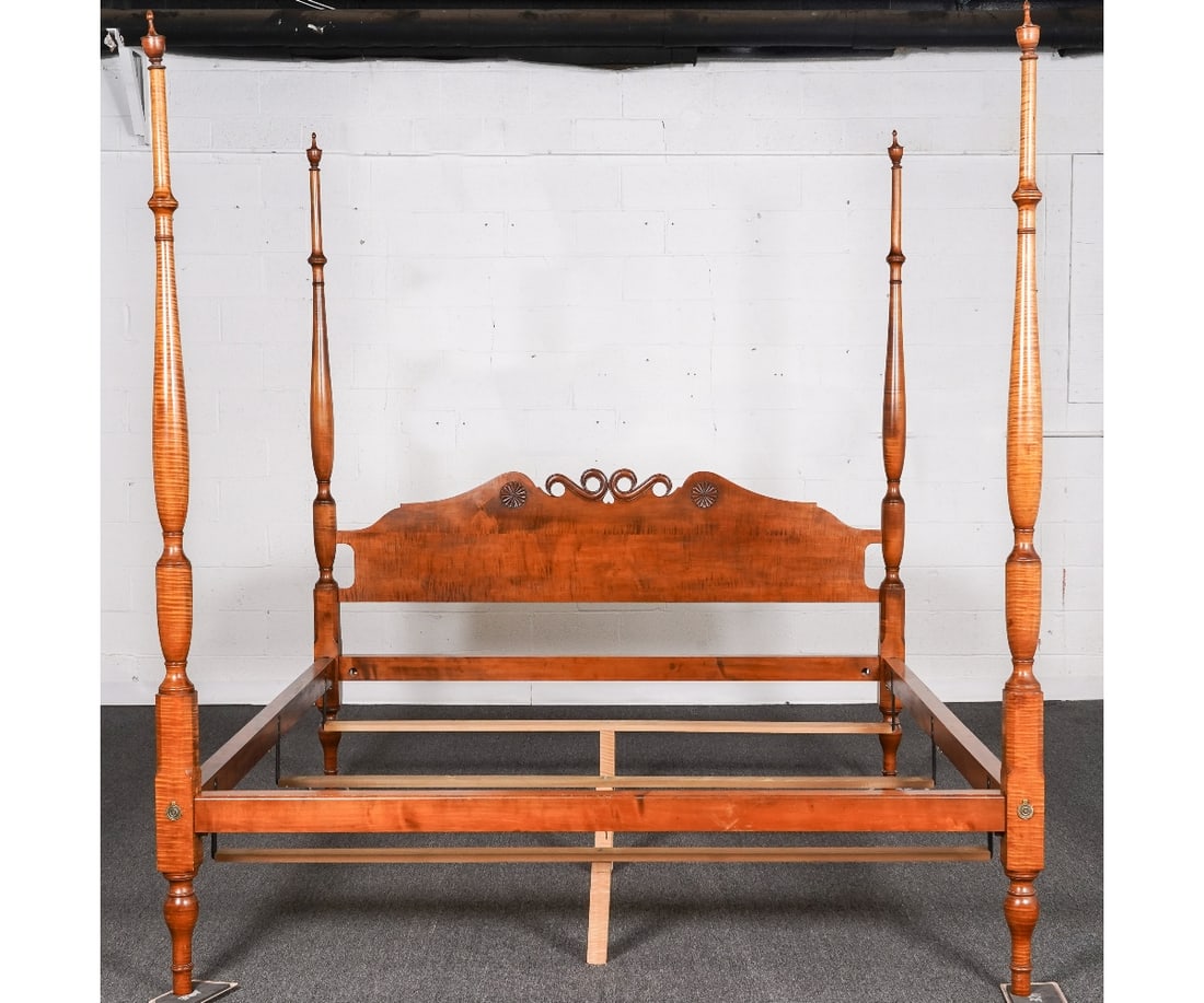 CUSTOM MADE TIGER MAPLE BED (1 of 6)