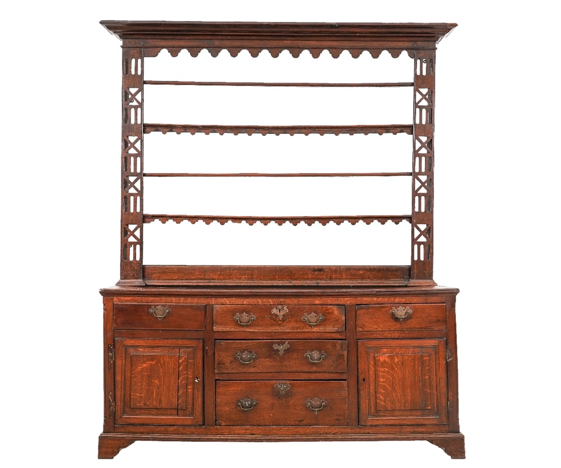 ENGLISH OAK PEWTER CUPBOARD (1 of 9)