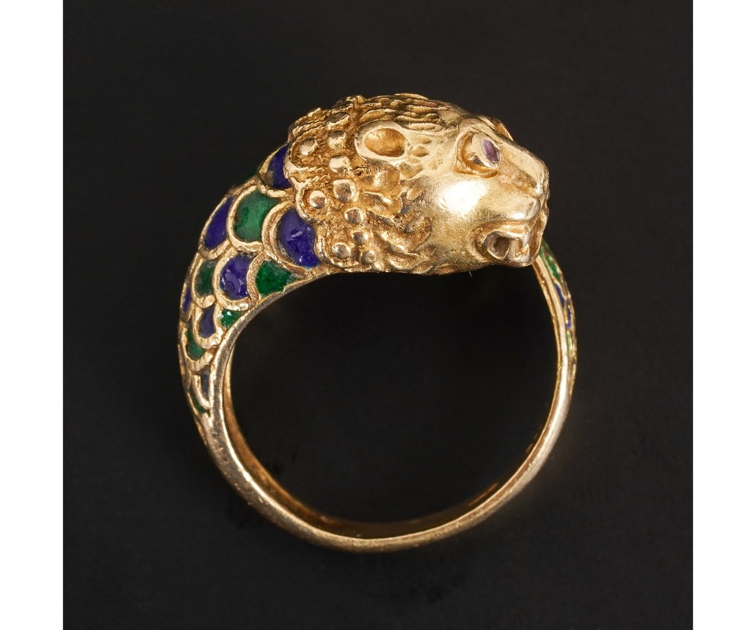 18K GOLD LION HEAD RING (1 of 7)