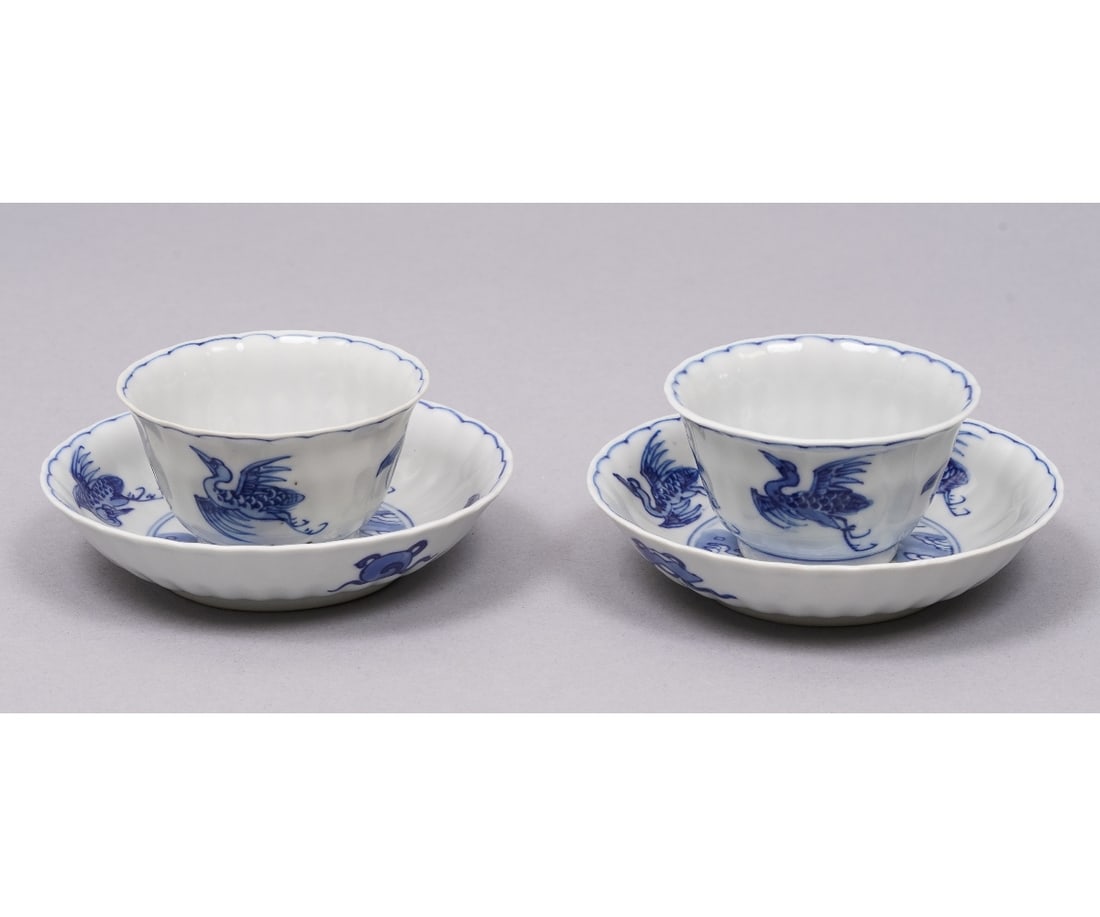 PAIR CHINESE CUPS AND SAUCERS (1 of 8)