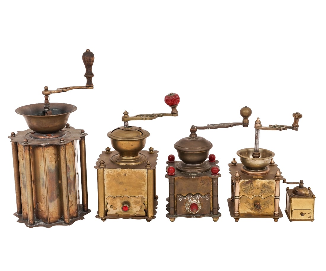 FIVE BRASS BOX COFFEE MILLS (1 of 4)
