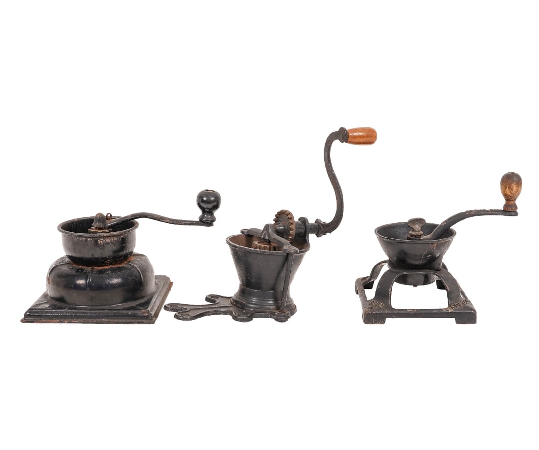 THREE CAST IRON COFFEE MILLS (1 of 7)
