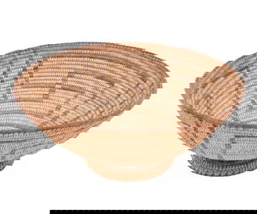 NATIVE AMERICAN BASKET: Native American Pima woven basket, circa 1910, with footed circular base. 4.5"h x 11.25"dia