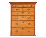 CHESTER CO. TIGER MAPLE TALL CHEST