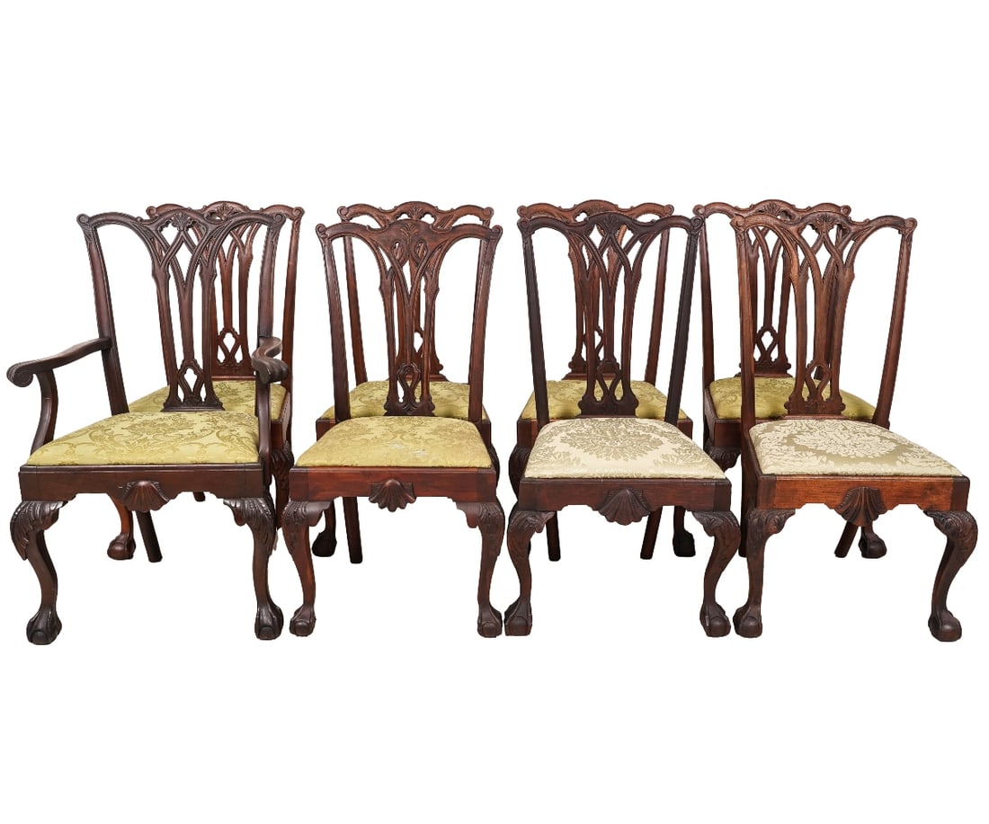SET OF 8 CHIPPENDALE STYLE DINING CHAIRS (1 of 7)