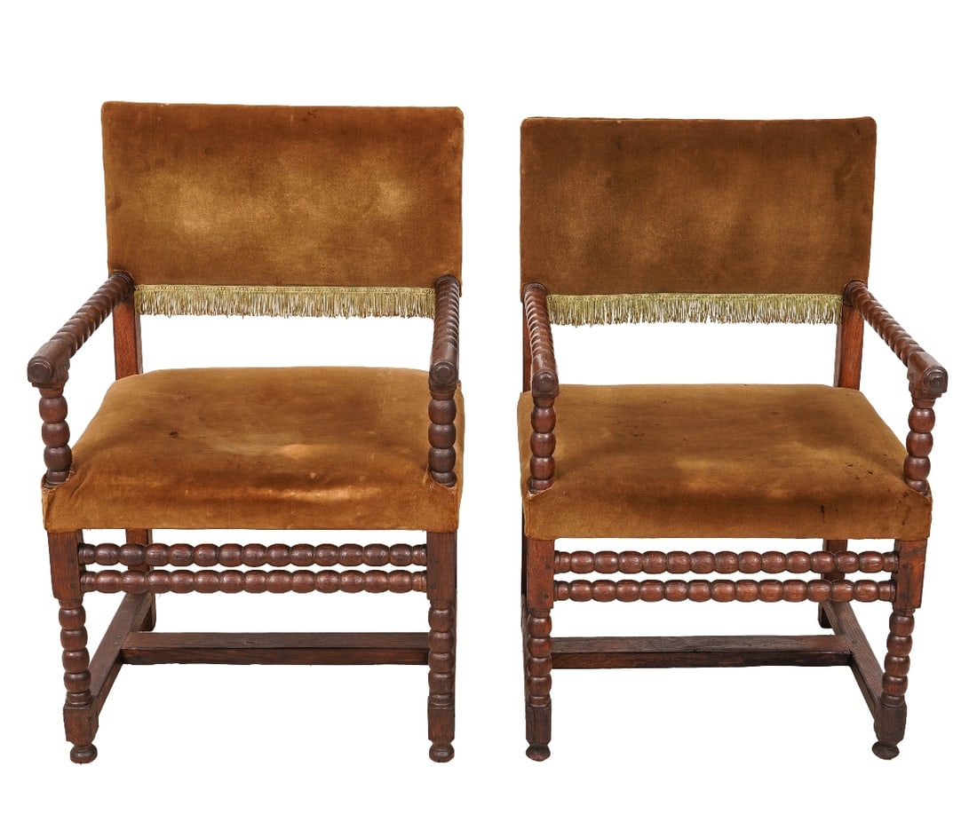 PAIR JACOBEAN STYLE ARMCHAIRS (1 of 6)