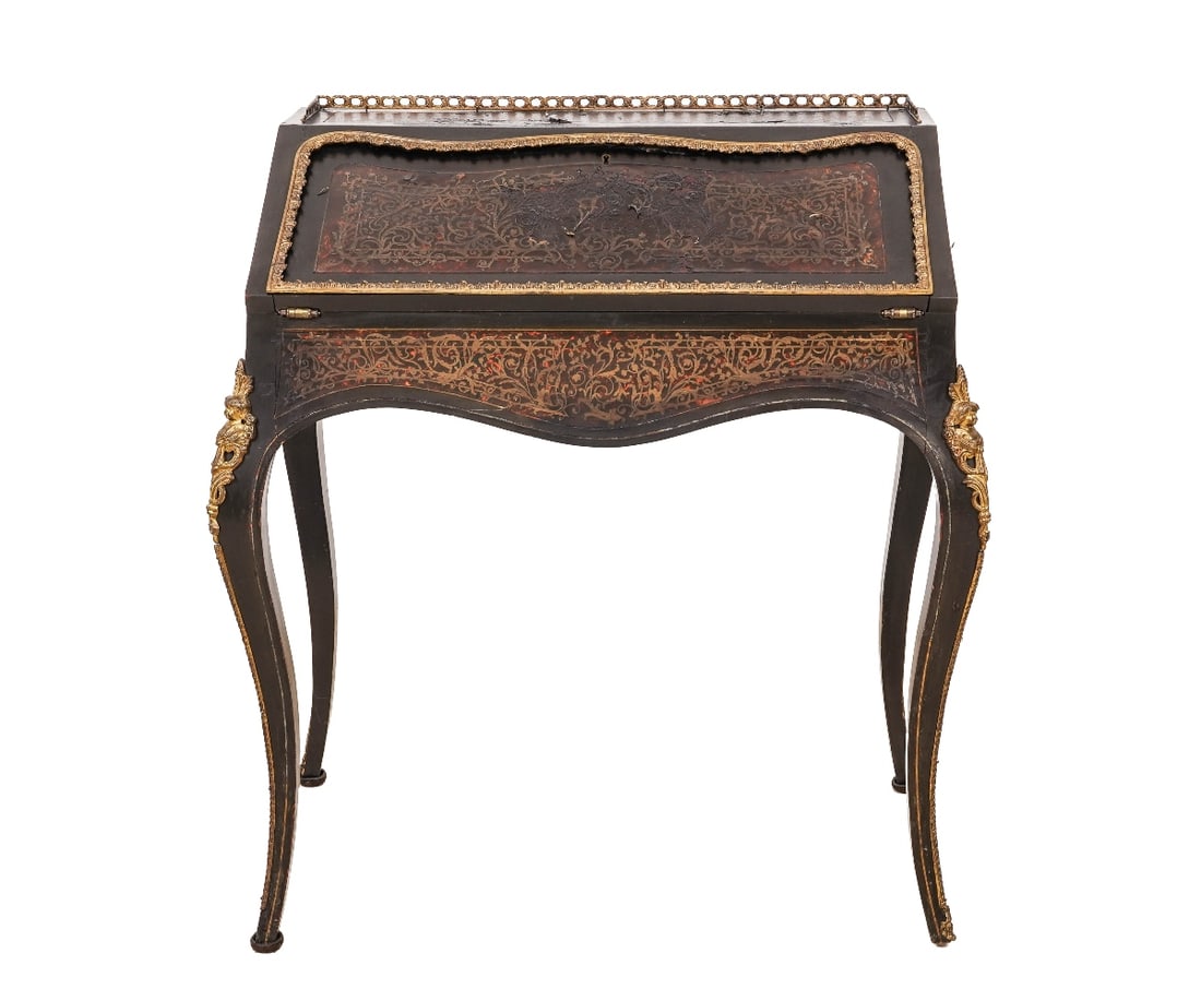 FRENCH EBONIZED BOULLE DESK (1 of 10)