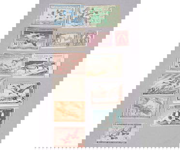 U.S. FEDERAL DUCK STAMPS: U.S. Federal Duck stamps to include: 1944-1950 (two unsigned); 1962-1964, and two postage stamps. 1.5"h x 2"w