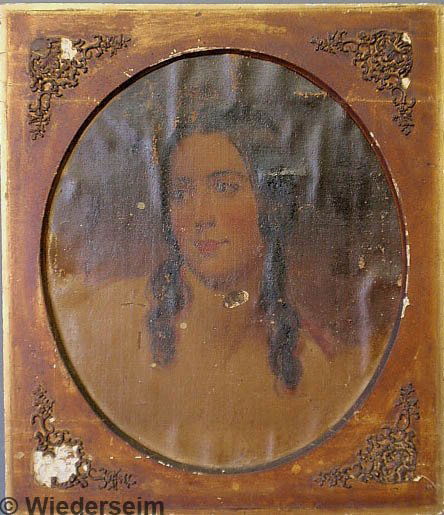 Oval oil on canvas portrait of a young woman, unsi: Oval oil on canvas portrait of a young woman, unsigned, painted in the manner of Thomas Sully. As found. 19.5"x16.5"
