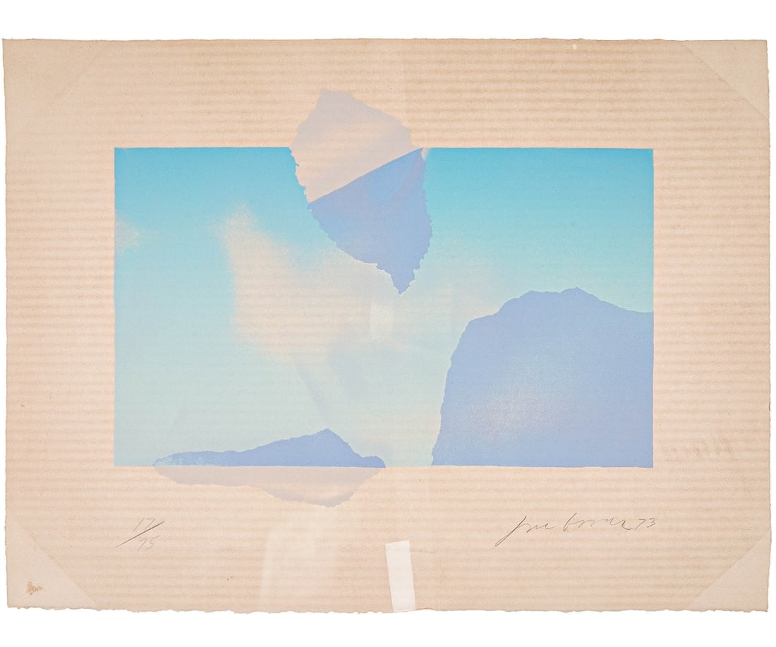 JOE GOODE PRINT: Joe Goode (b. 1937, CA/OK) unframed limited edition print from the Torn Cloud Series, 17/75, pencil signed and dated "73". 18" x 24" oa