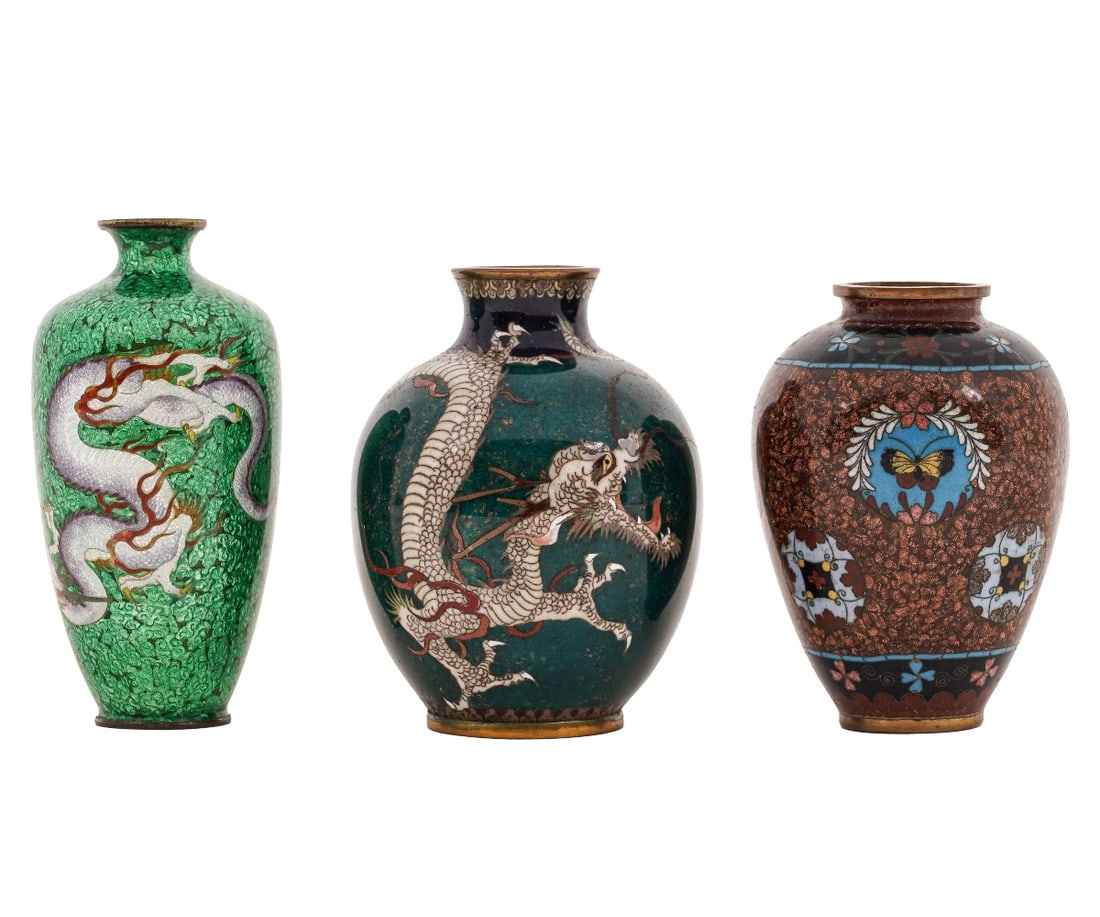 JAPANESE CLOISONNE VASES (1 of 6)