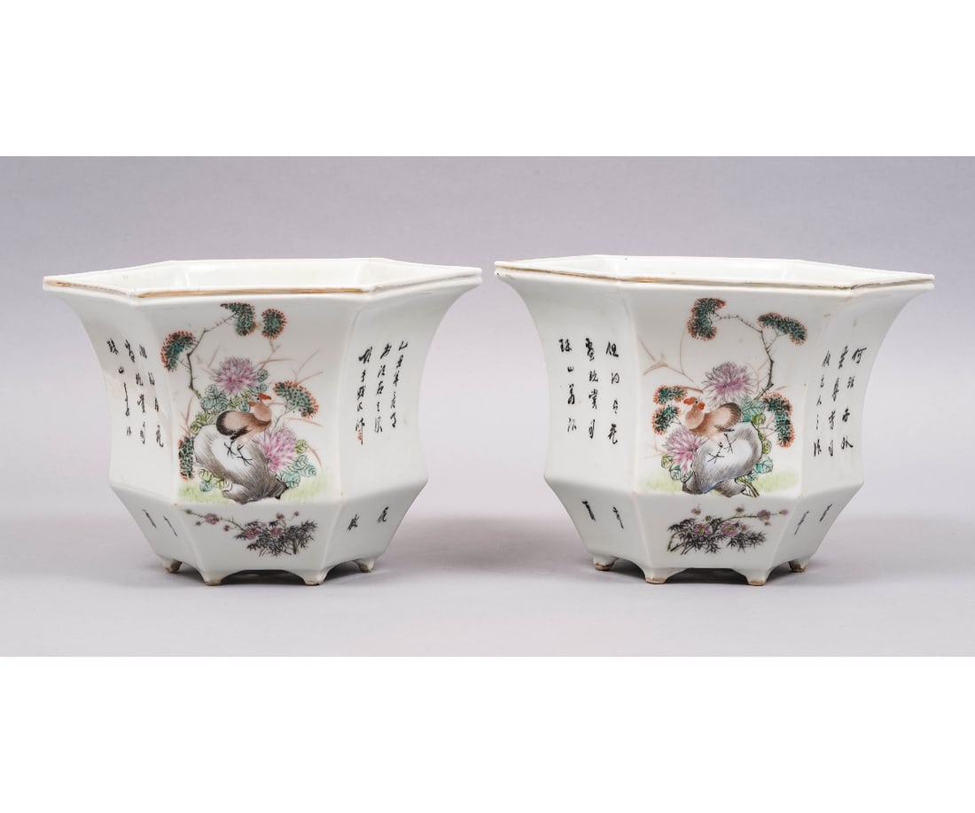 PAIR CHINESE PORCELAIN PLANTERS (1 of 8)