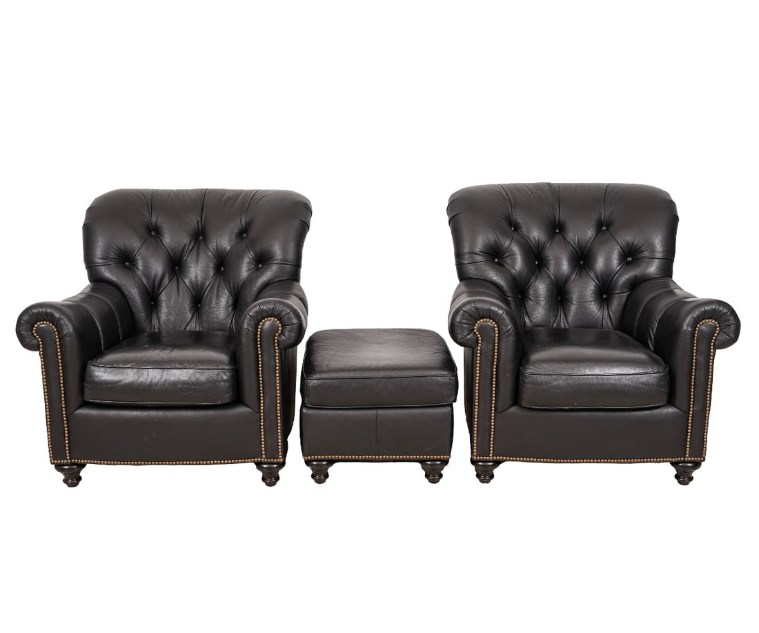 BERNHARDT LEATHER CLUB CHAIRS (1 of 6)