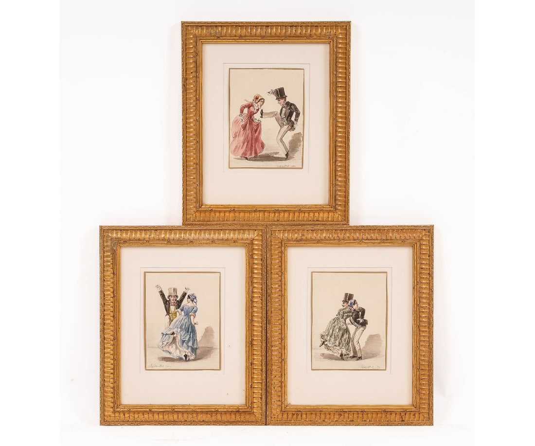 THREE WATERCOLORS DANCING FIGURES (1 of 8)