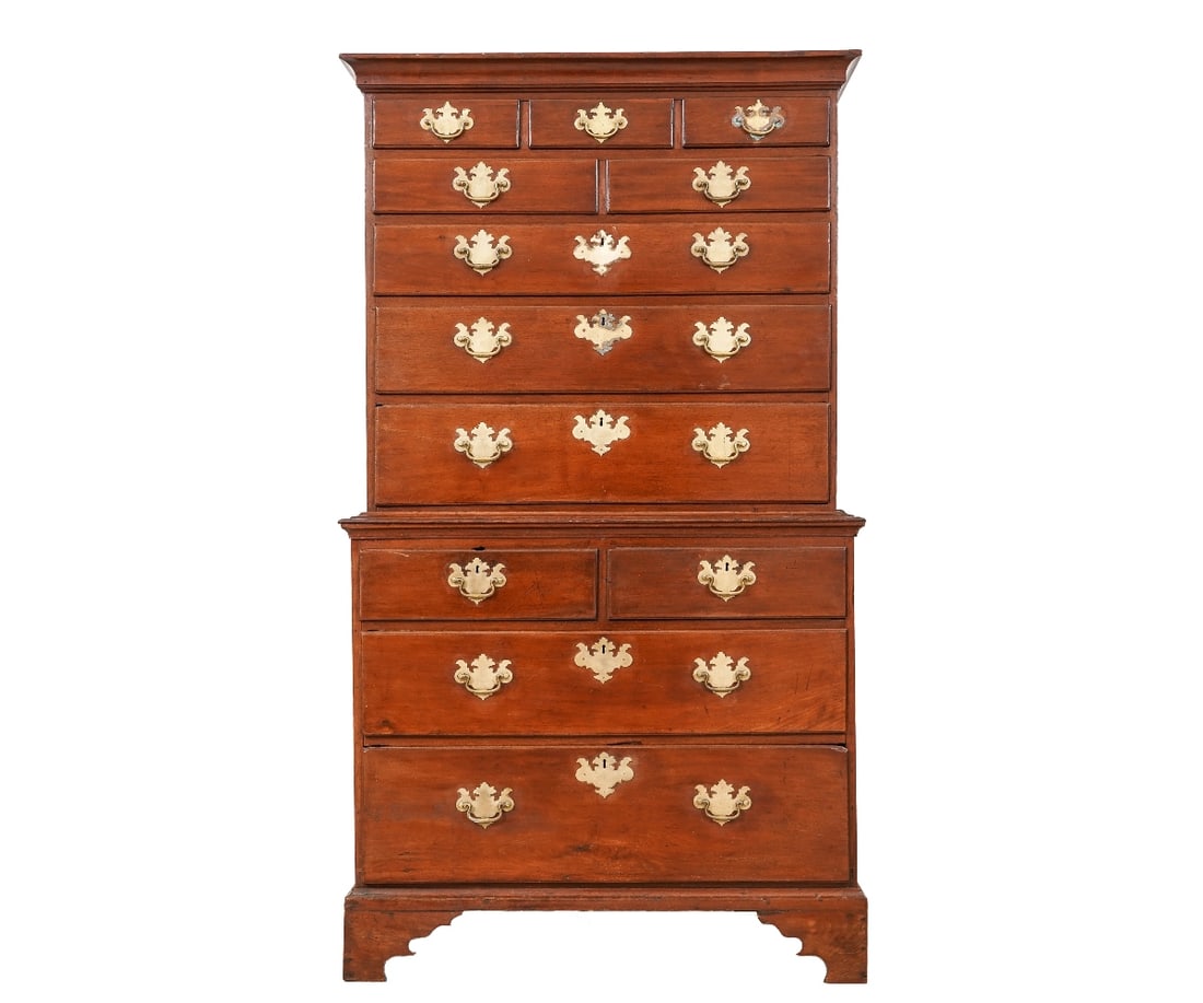 CHIPPENDALE WALNUT CHEST-ON-CHEST (1 of 9)