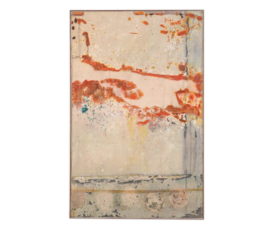 STANLEY MERZ ACRYLIC: Stanley Merz (b. 1941, American) large acrylic untitled, signed lower left "Merz". 67.25" x 43.25" oa