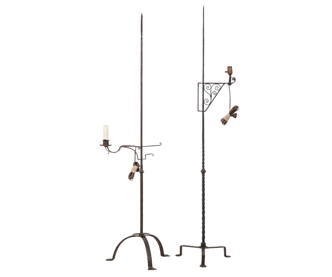 TWO YELLIN TYPE WROUGHT IRON LAMPS (1 of 5)