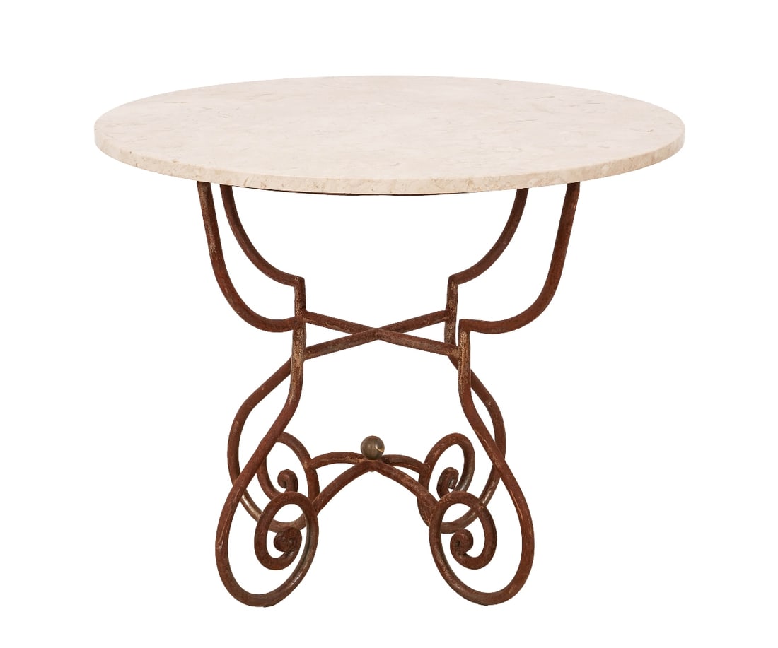 MARBLE TOP IRON TABLE (1 of 4)