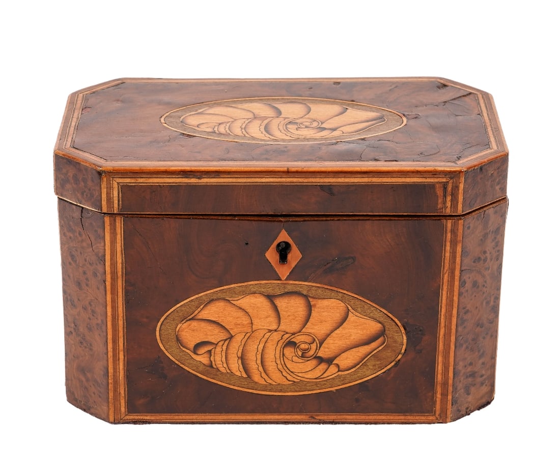 GEORGIAN BURL TEA CADDY (1 of 9)