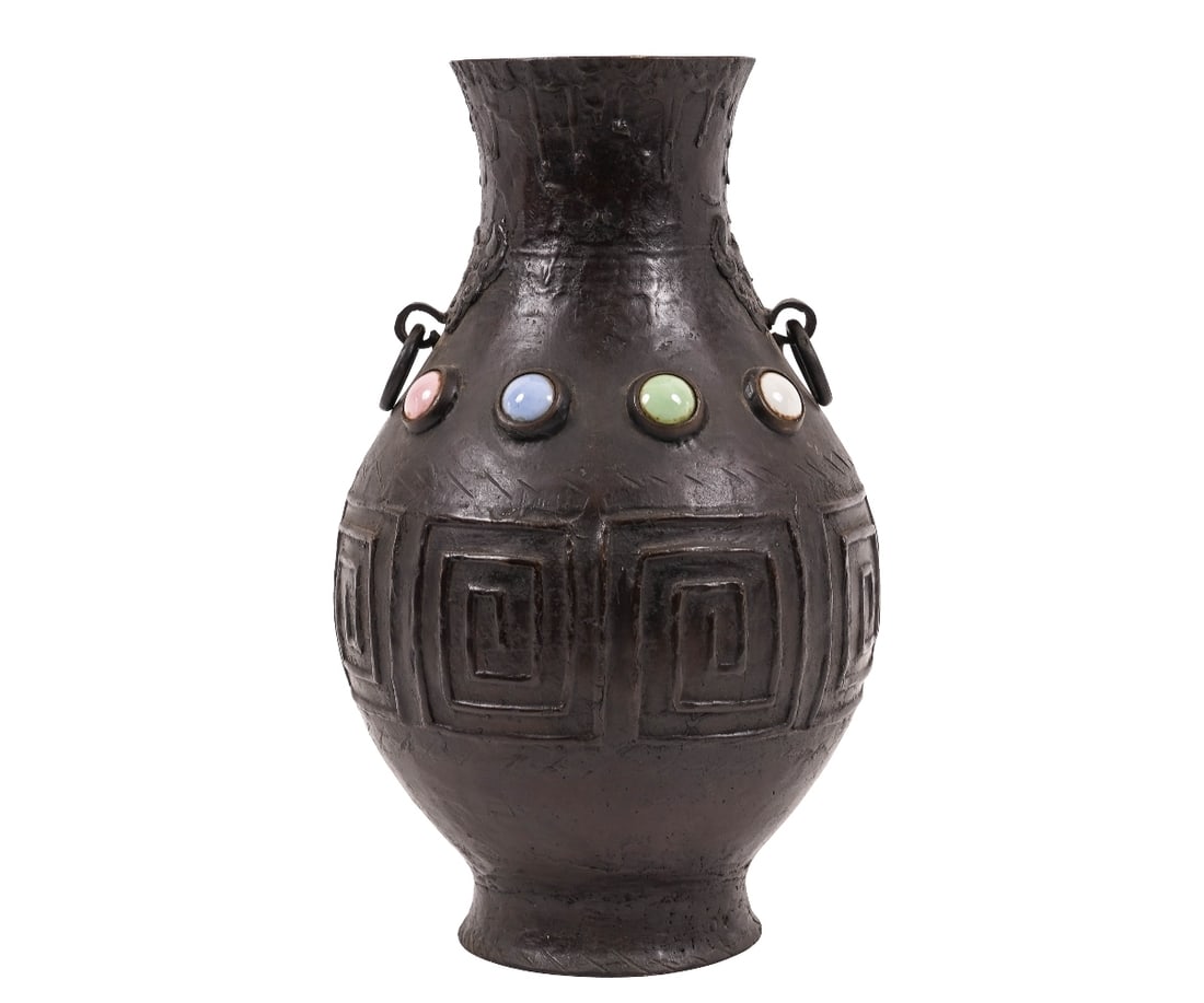 ASIAN BRONZE VASE LAMP (1 of 7)