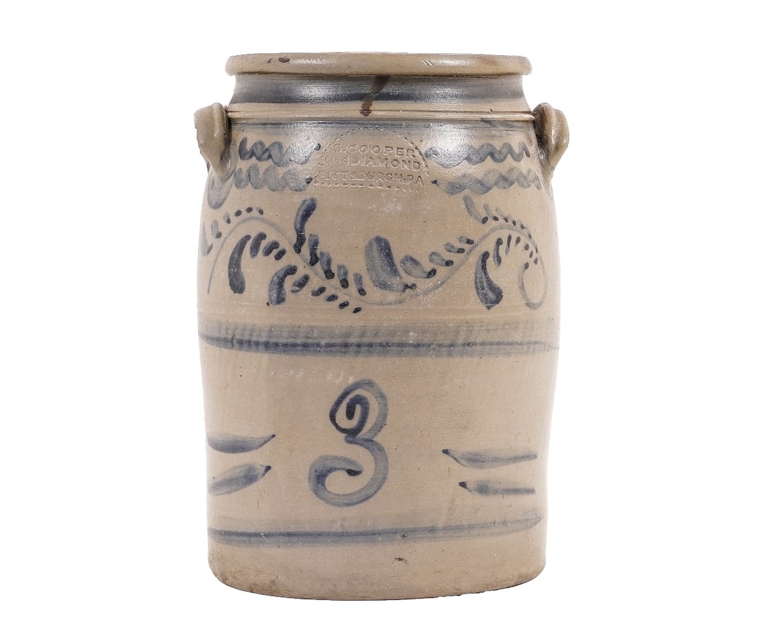 RARE PA COBALT DECORATED STONEWARE JUG (1 of 7)