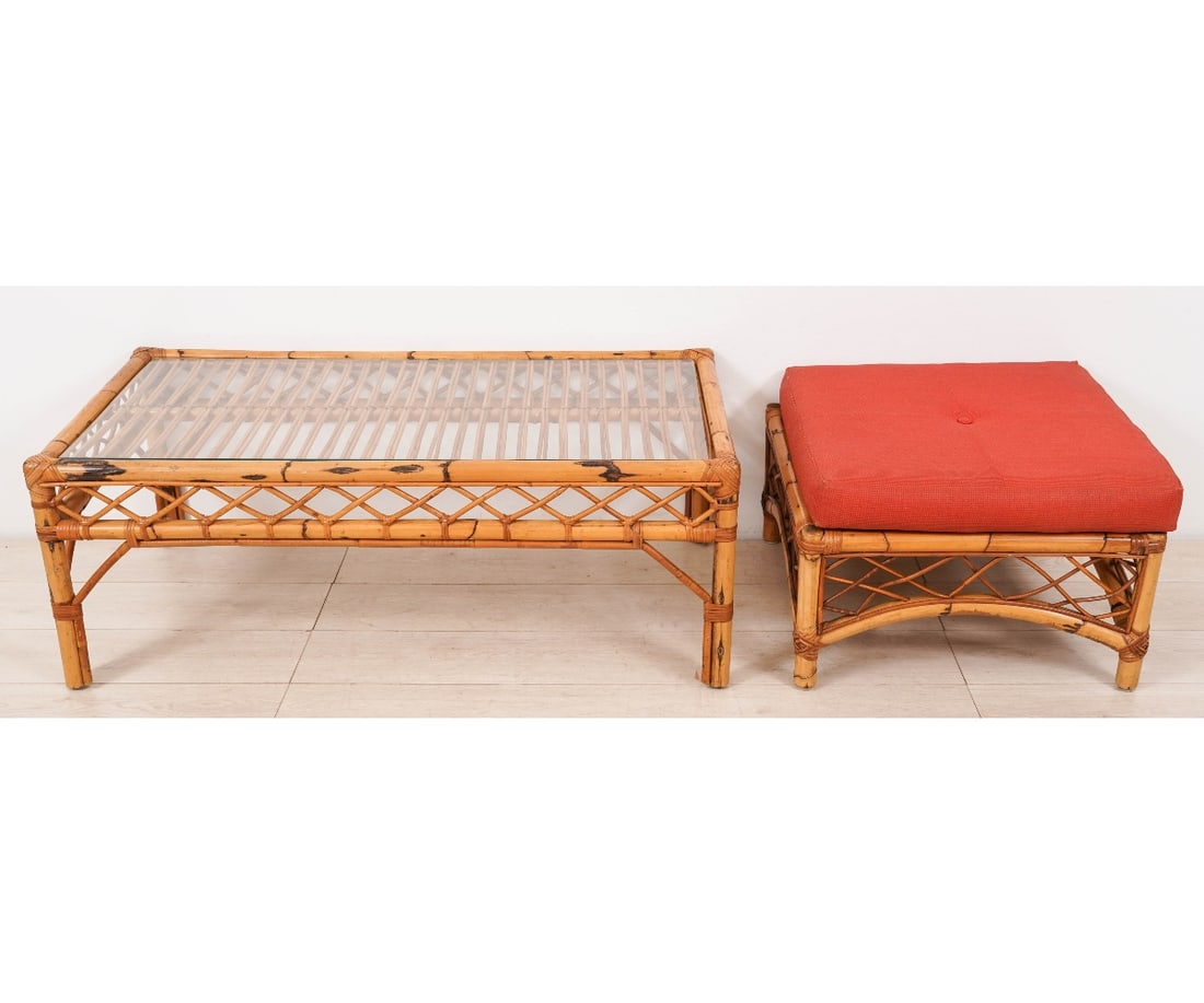 RATTAN AND GLASS TABLE (1 of 6)