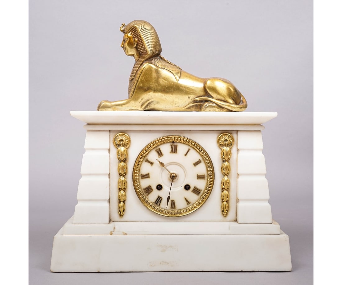 EGYPTIAN MARBLE MANTEL CLOCK (1 of 8)