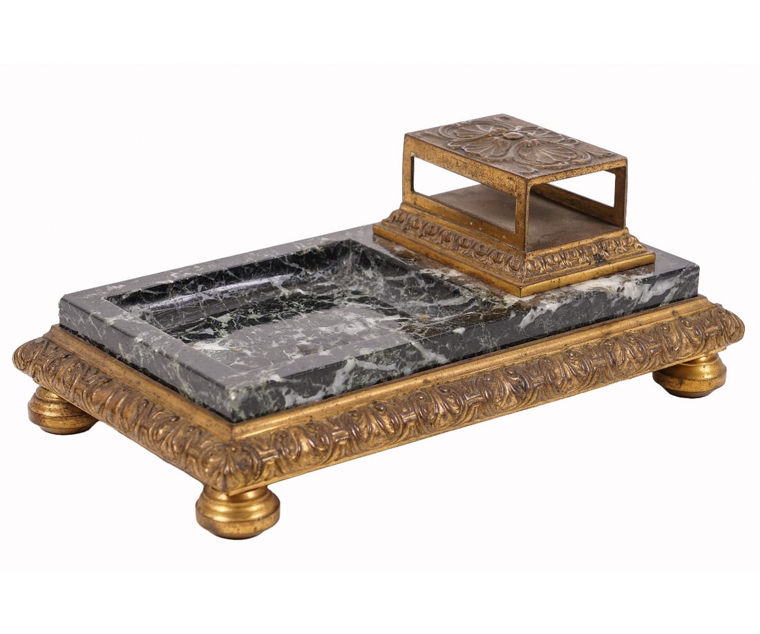 BRONZE GILT & MARBLE ASHTRAY (1 of 4)