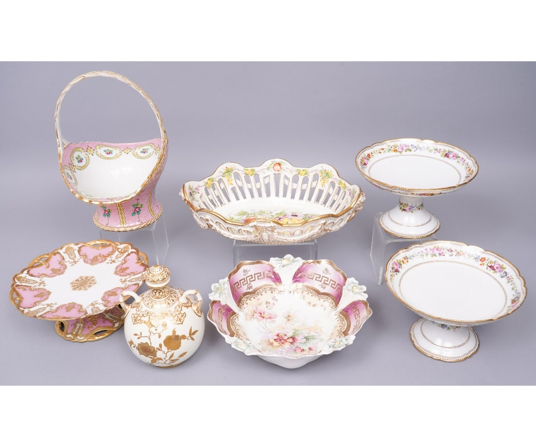 PAIR FRENCH PORCELAIN COMPOTES etc. (1 of 8)