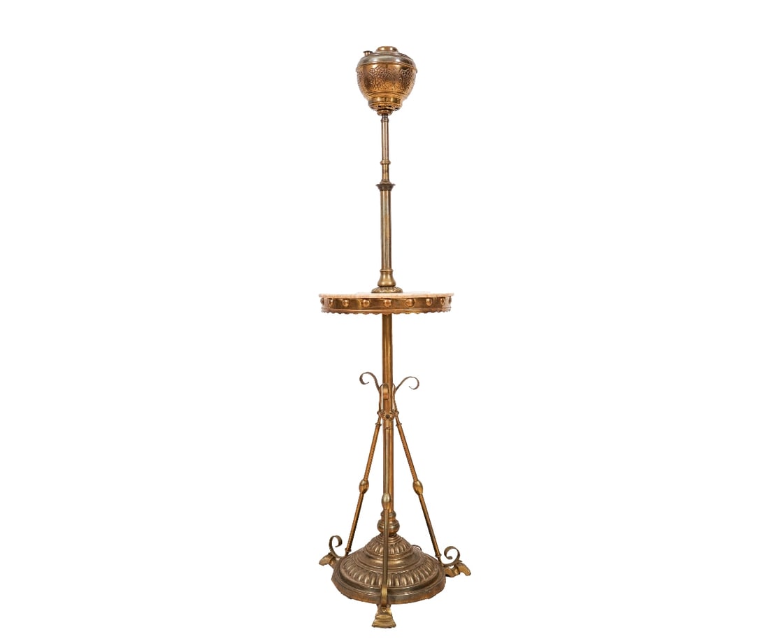 BRASS & ALABASTER PARLOR LAMP (1 of 6)