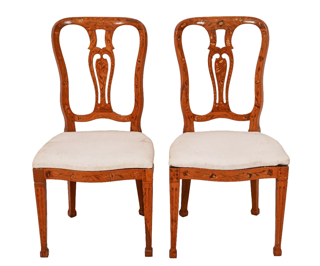 PAIR DUTCH ELM SIDE CHAIRS (1 of 12)